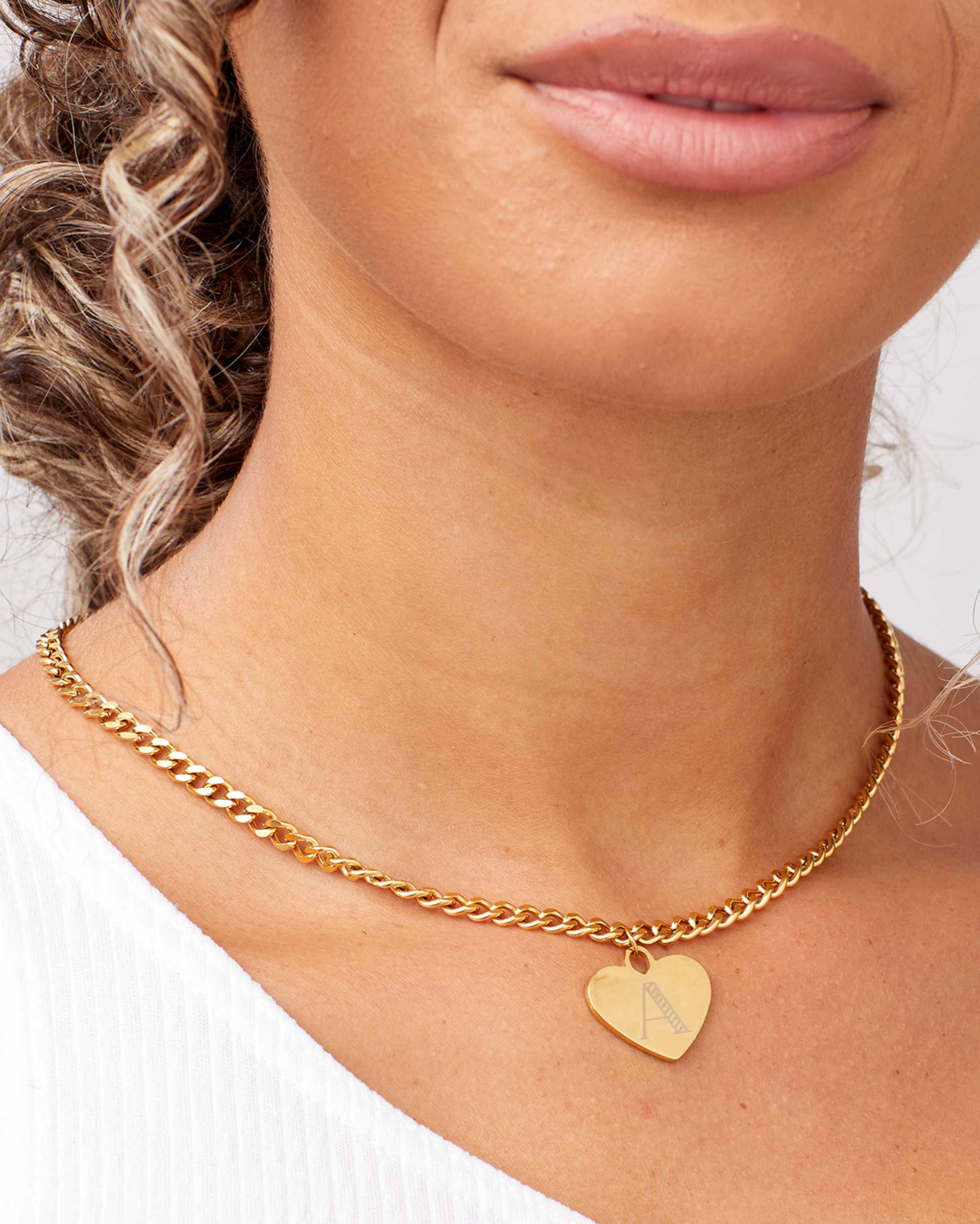 Engraved Initial Loveheart Necklace