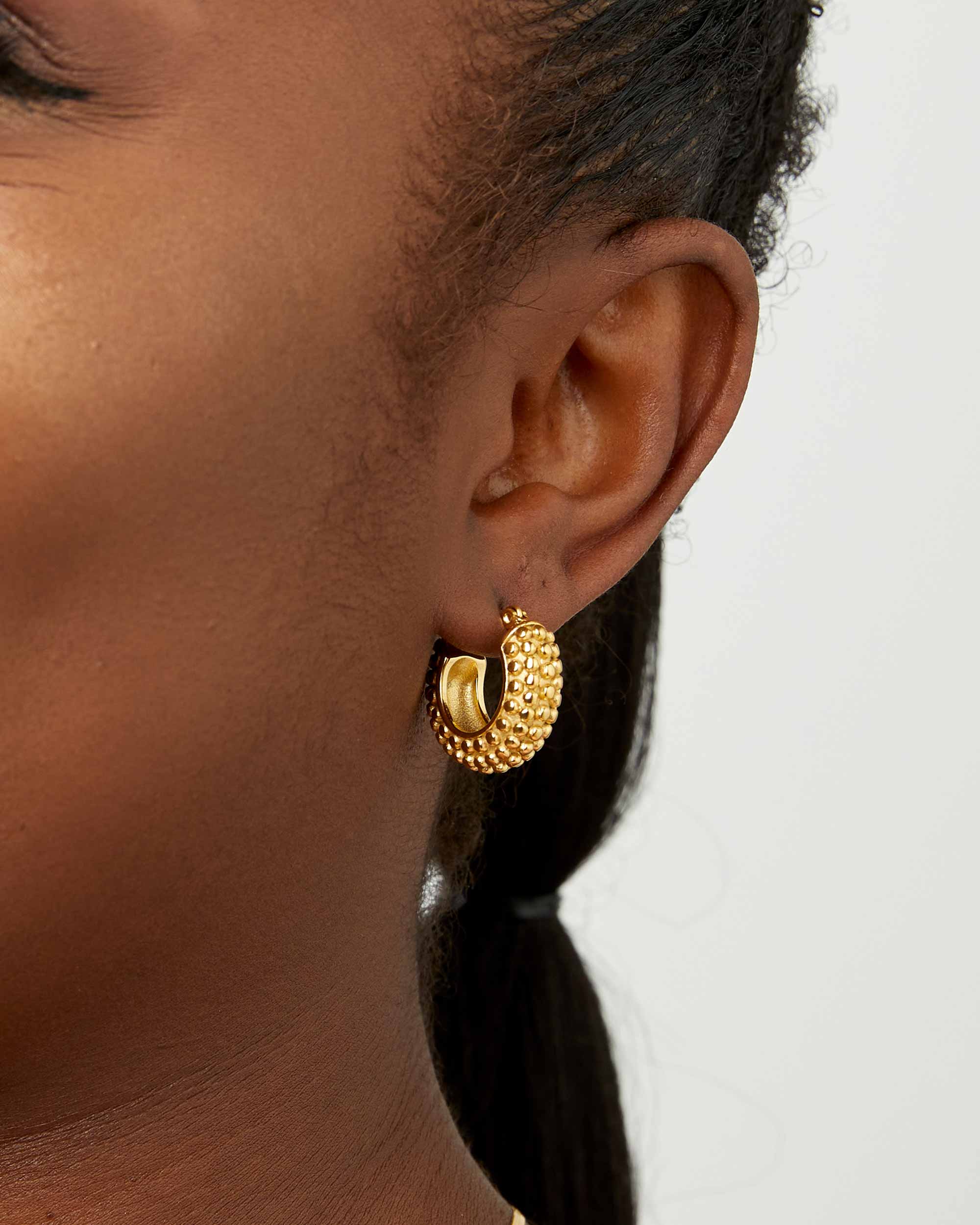 Gold Dotted Hoop Earrings