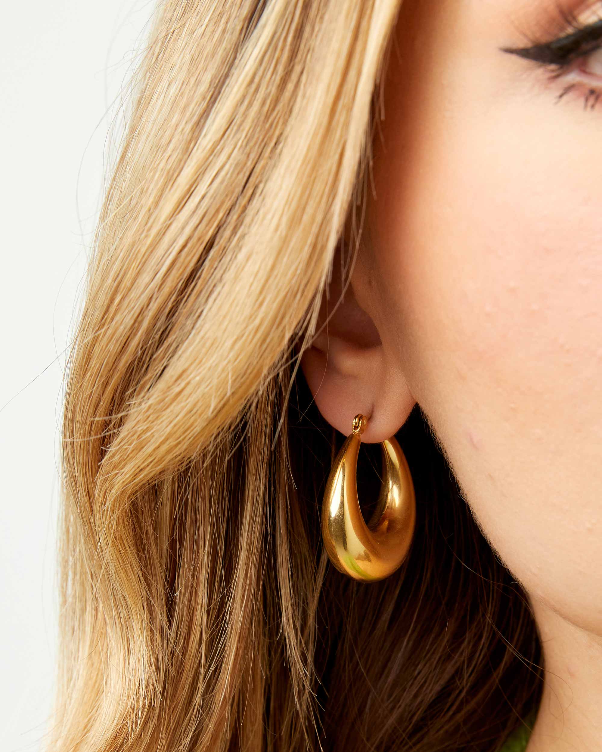Smooth Gold Crescent Hoop Earrings