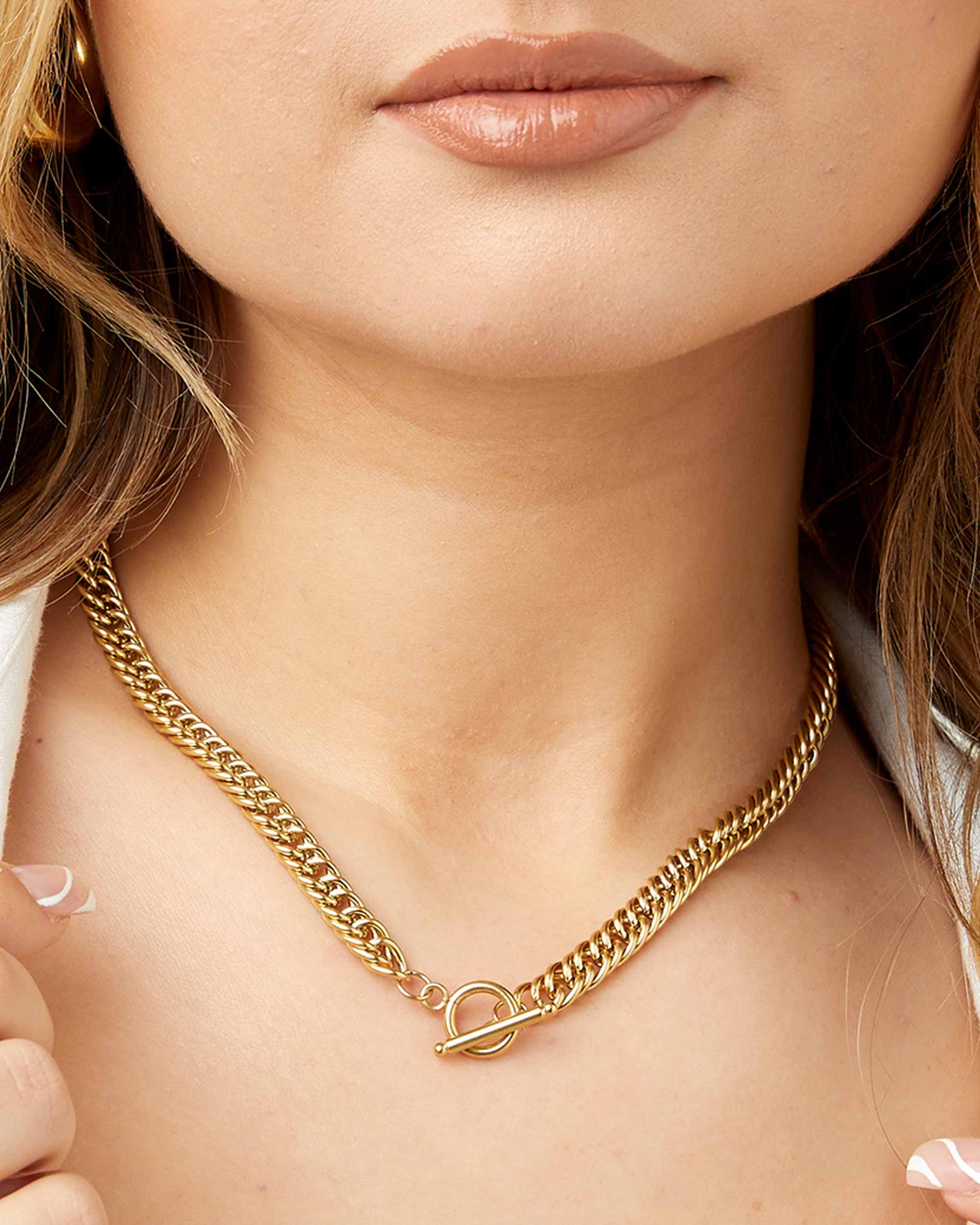 Gold Cuban T-Bar Chain Necklace Choker