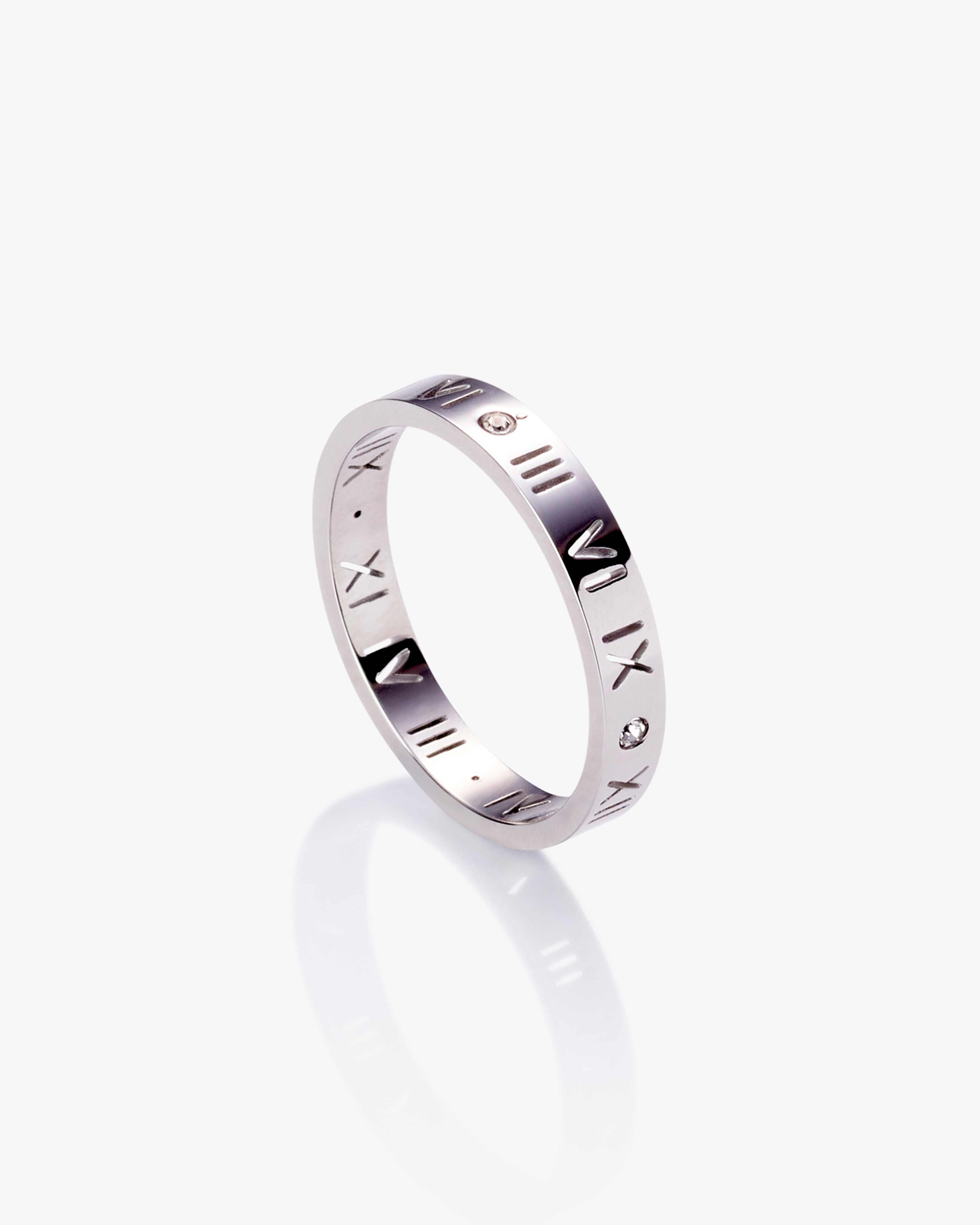 Silver Crystal Roman Numeral Ring