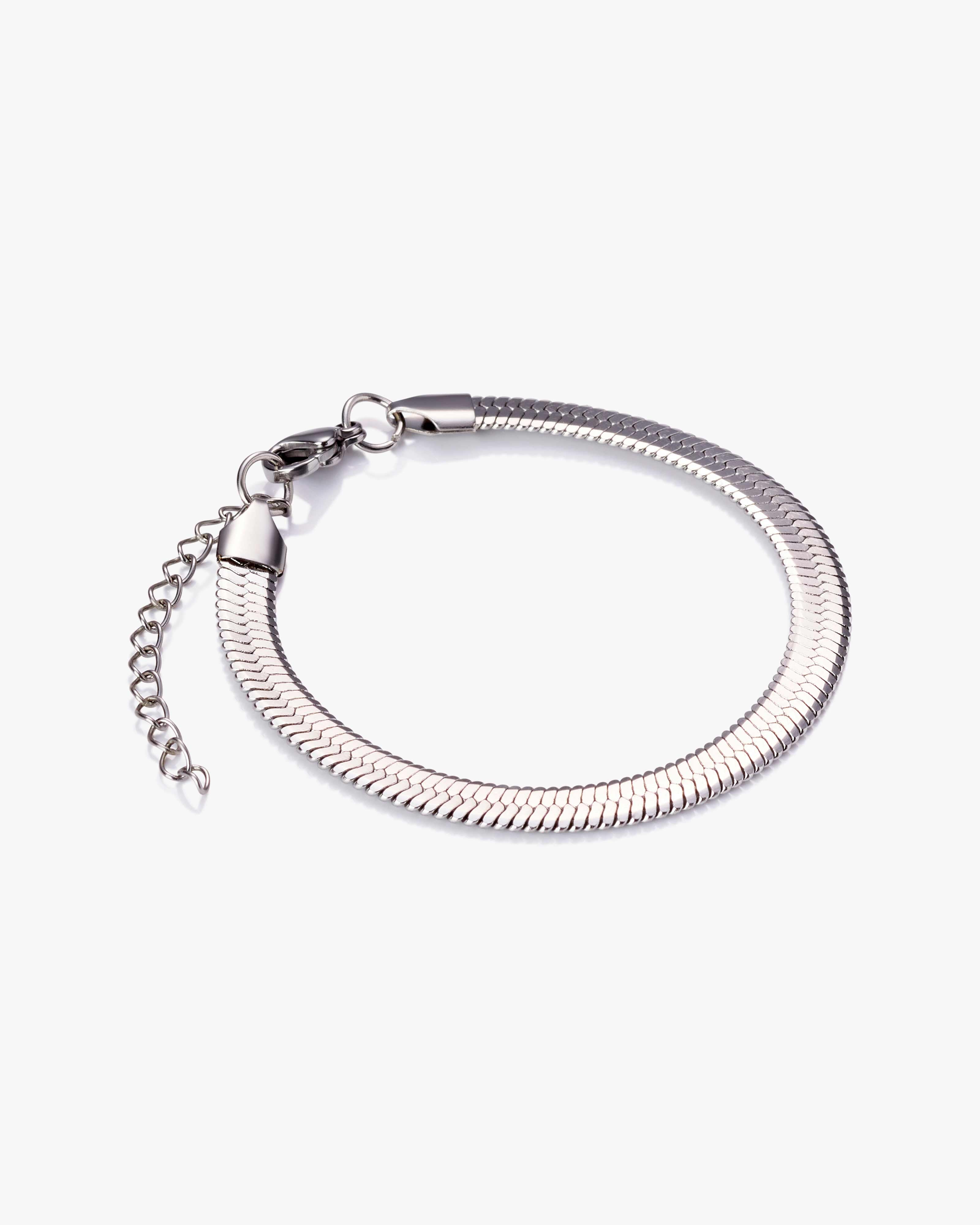 Silver Herringbone Snake Chain Bracelet