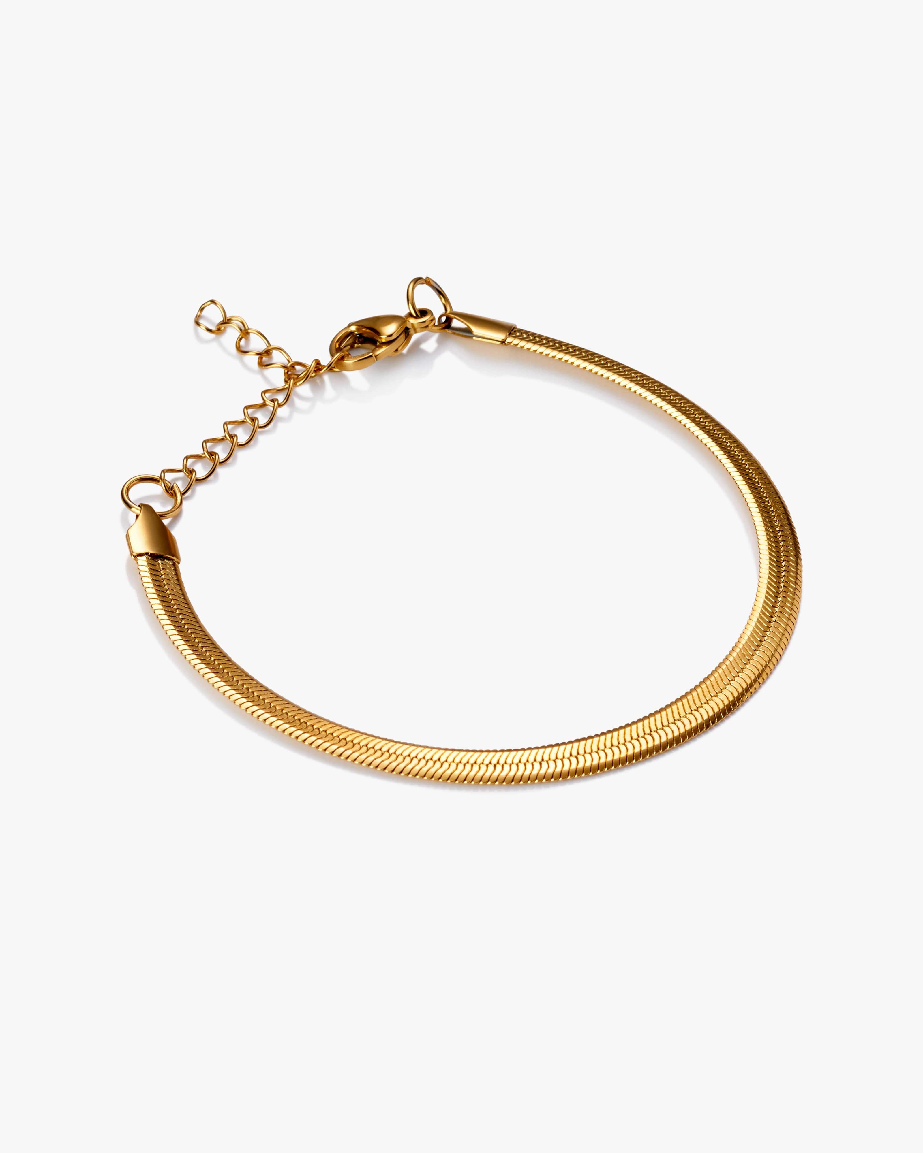 Gold Herringbone Snake Chain Bracelet