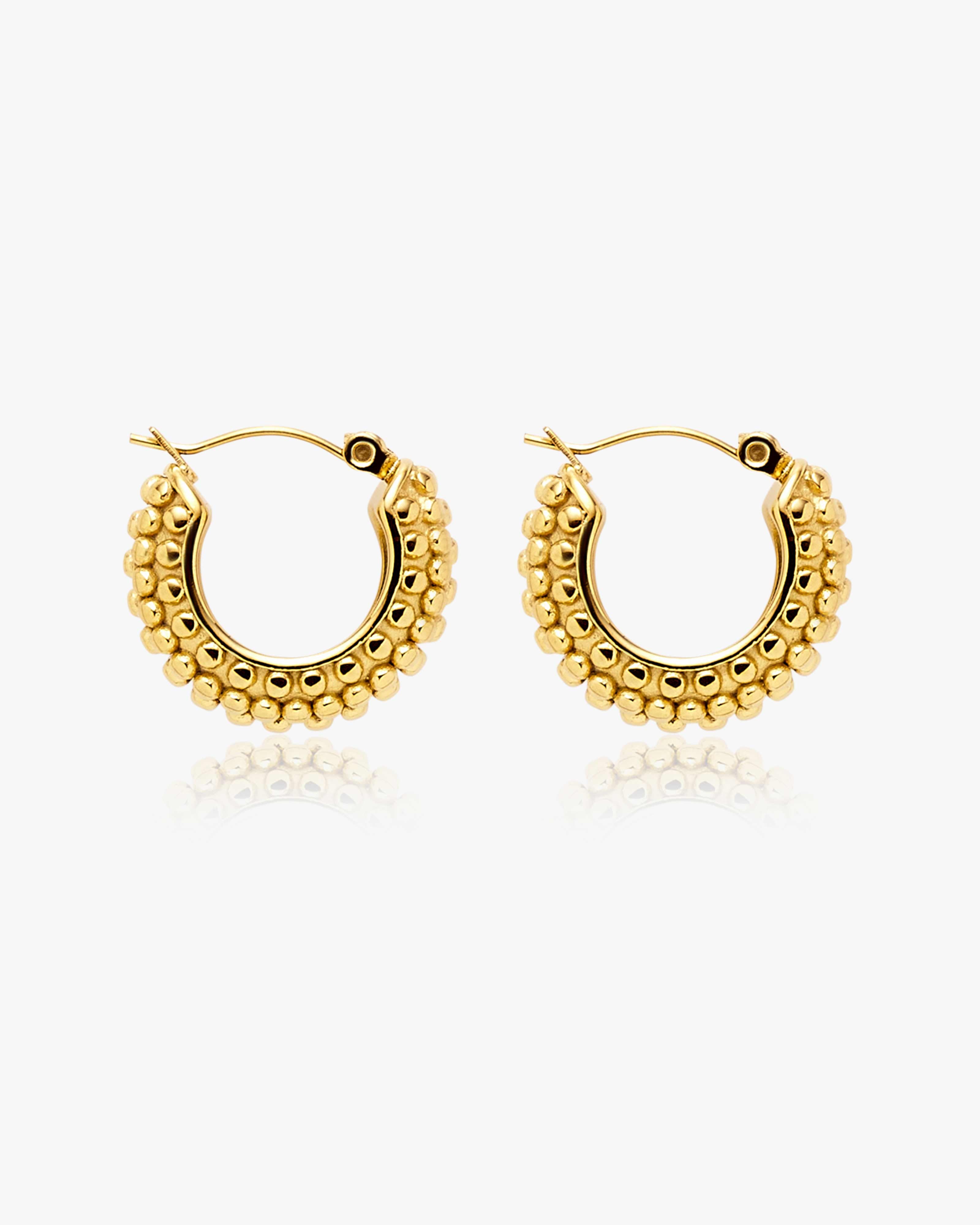 Gold Dotted Hoop Earrings
